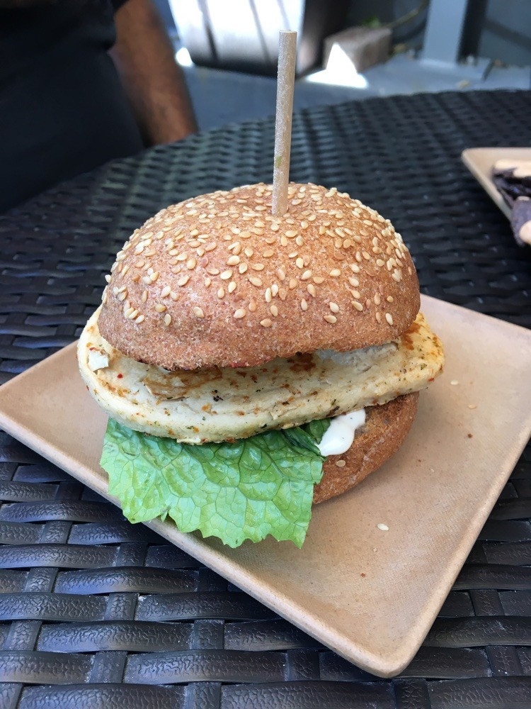 vegan chicken sandwich at choices cafe coral gables