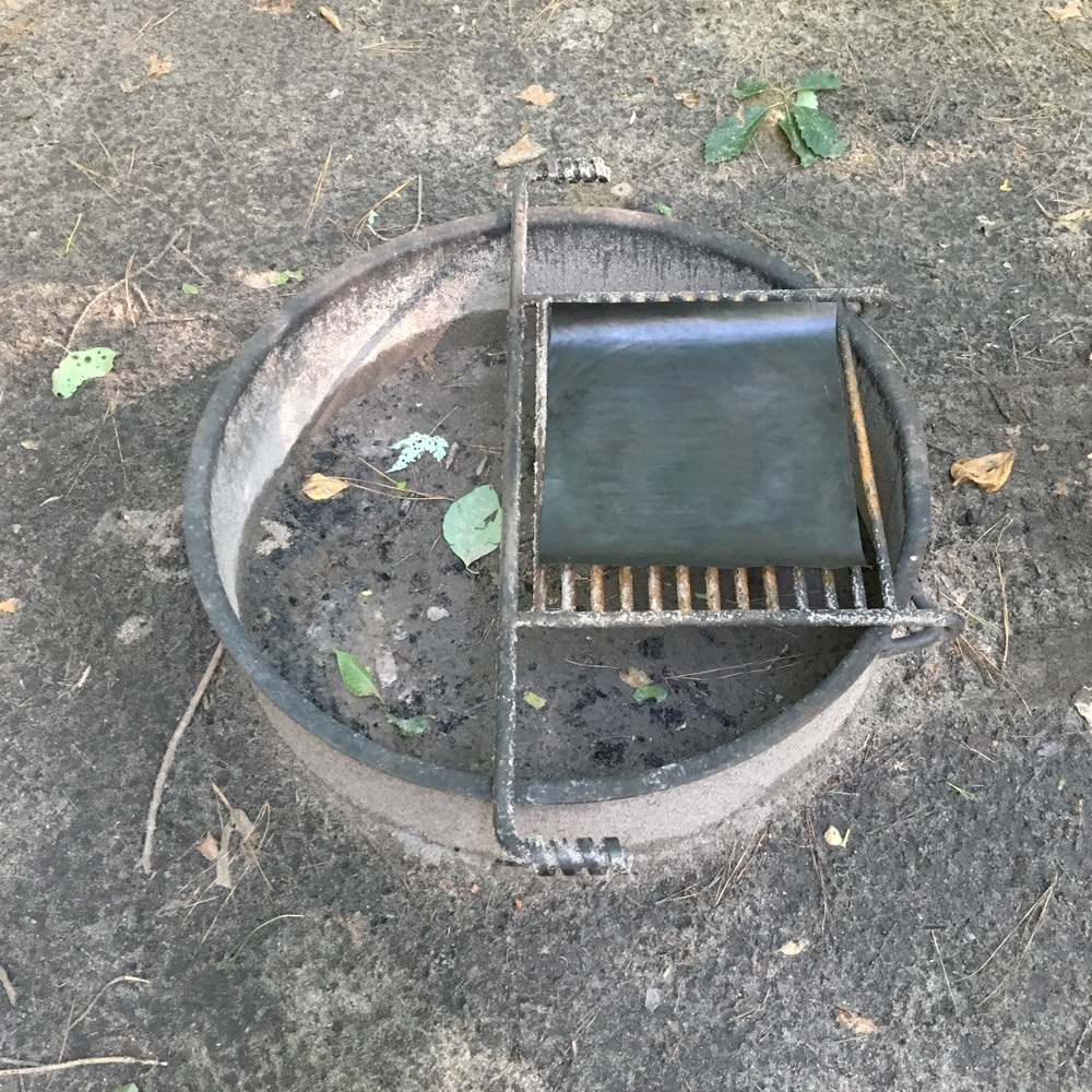 fire pit with vegan grill mat