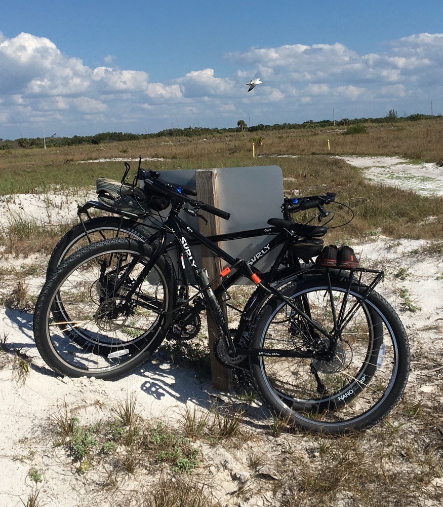 our new surly ogre bikes at Fort Desoto
