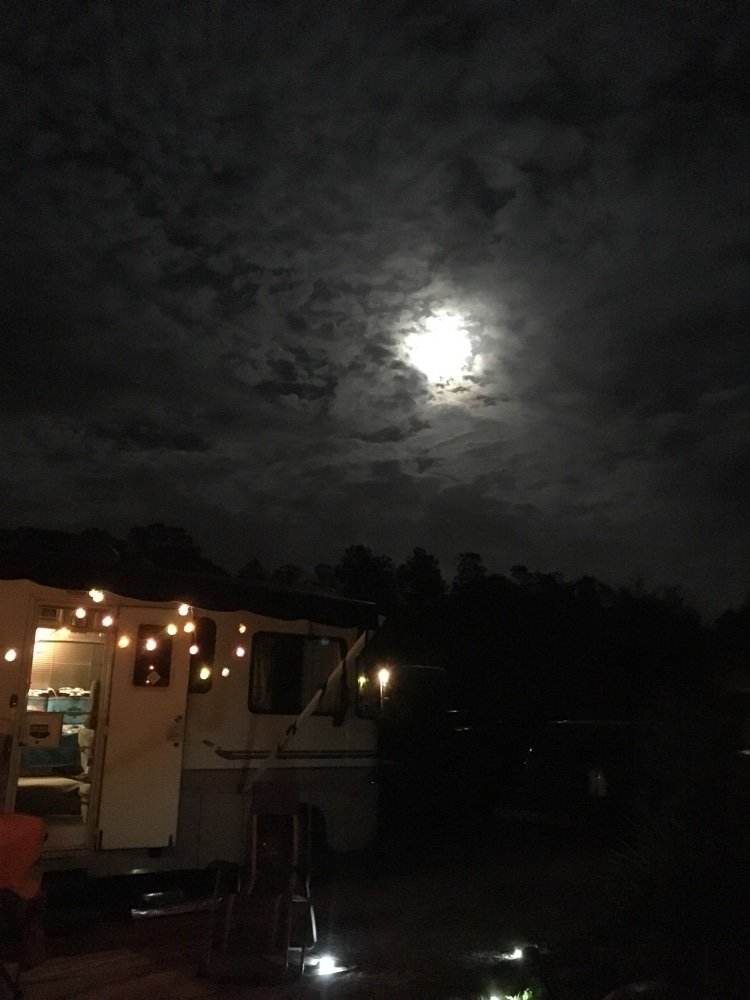 rv at rainbow springs state park campground at night