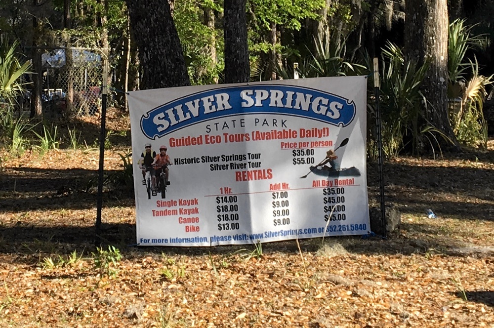 kayaking prices at silver springs