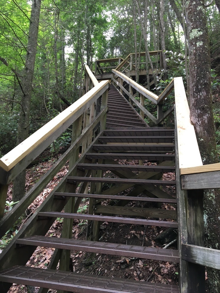 stair to the tallulah gorge suspension bridge.
