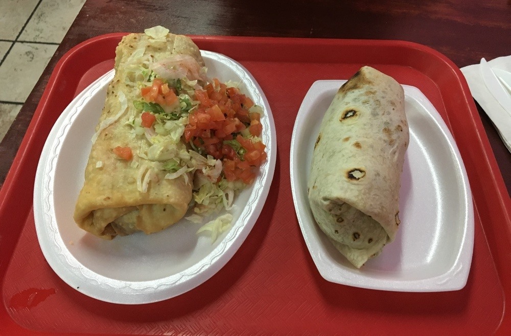 vegan chimichanga and burrito at tanias 33.