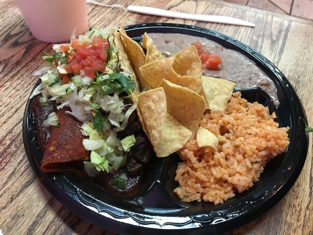 taco and enchilada plate at tanias 33.