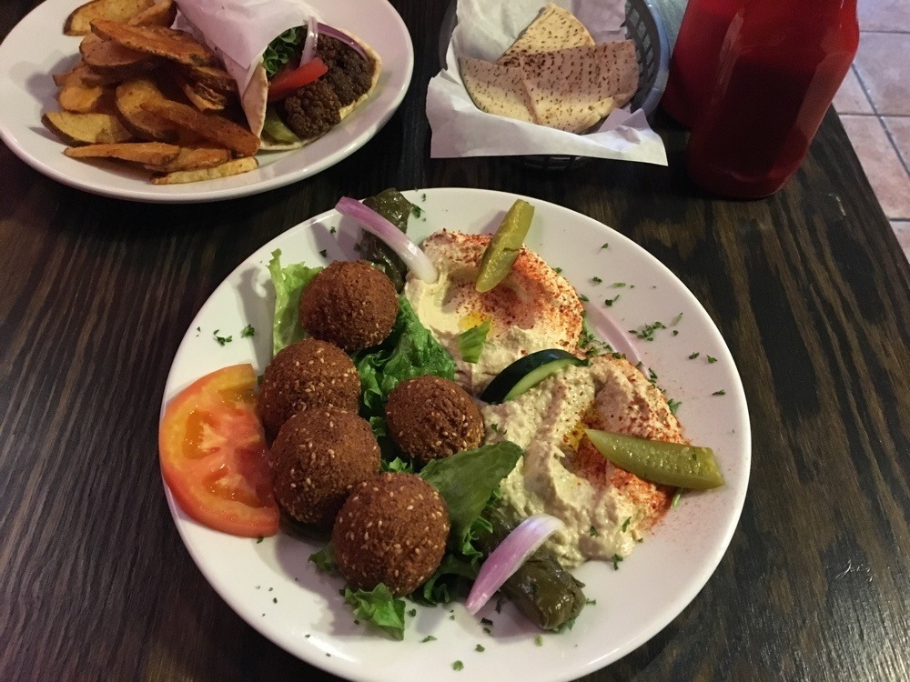 falafel plate at zayna's Mediterranean.
