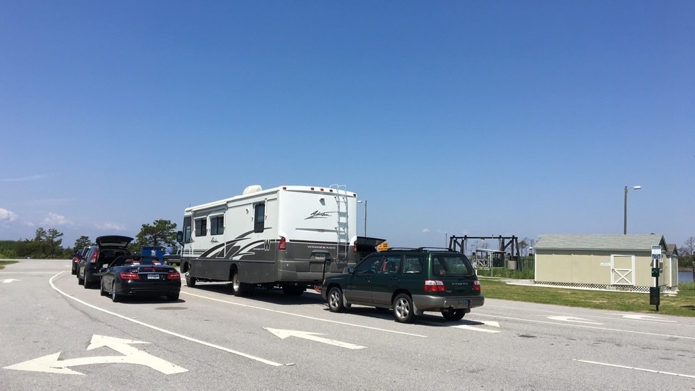 Our RV on a Ferry to Ocracoke in the Outer Banks of North Carolina