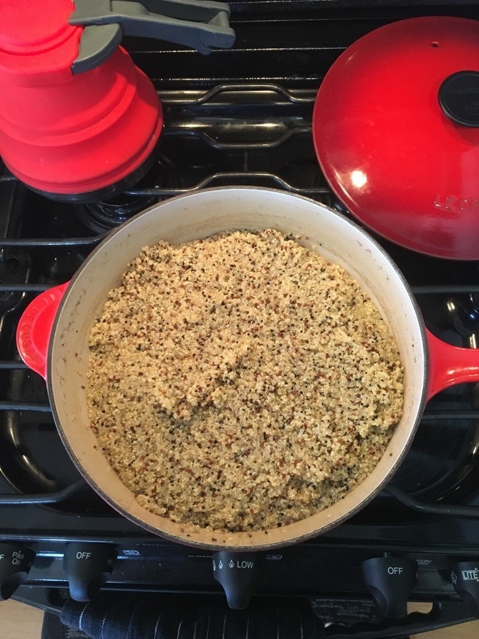 a batch of quinoa in a pot.