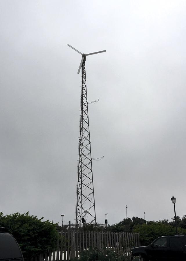 wind turbine at outer banks brewing station.