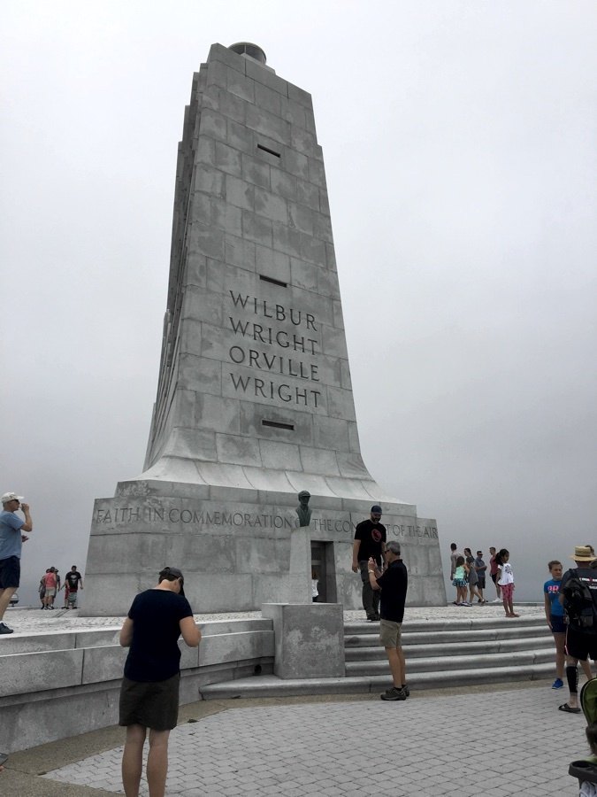Wright Brothers memorial close up.