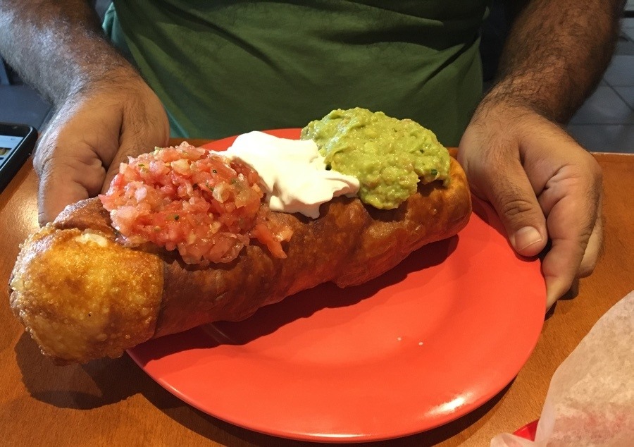 giant chimichanga at burrito perdido.