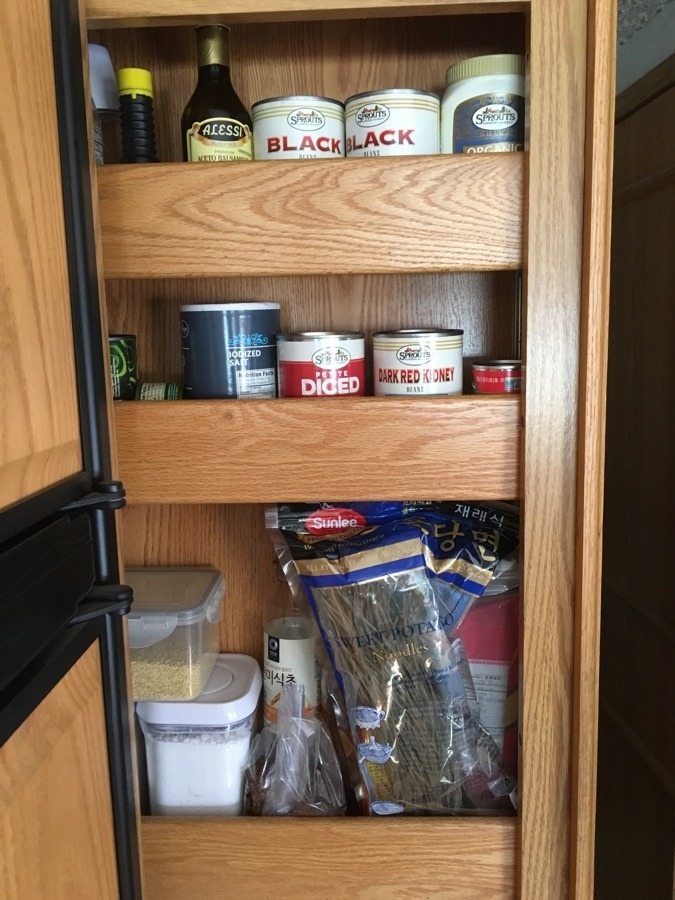 items in our sliding rv pantry.