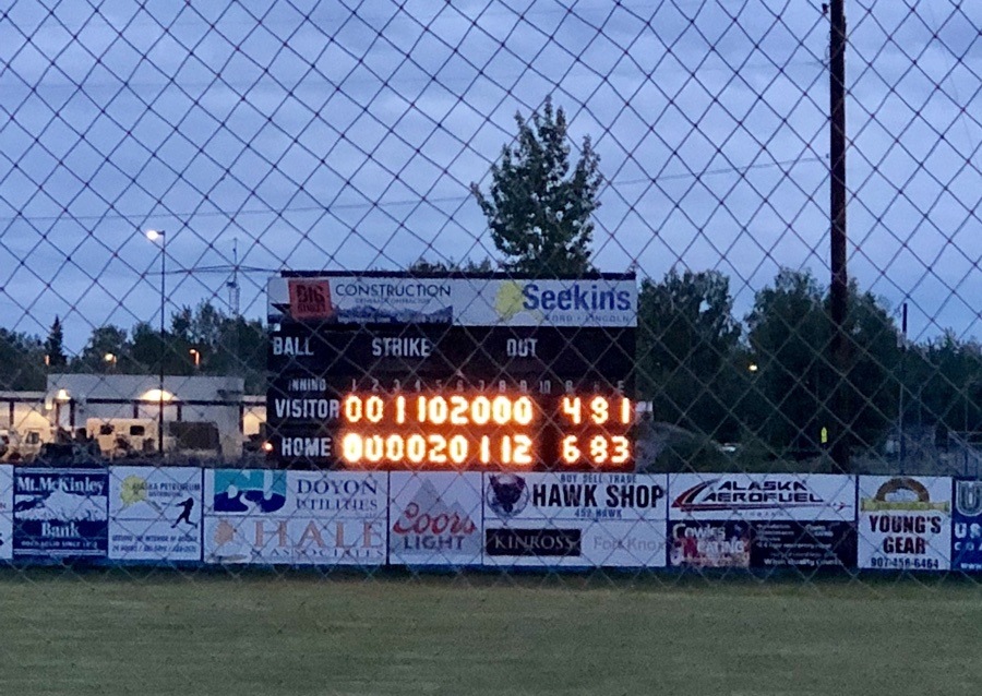 home team gold panners win midnight sun baseball game in fairbanks 2018.