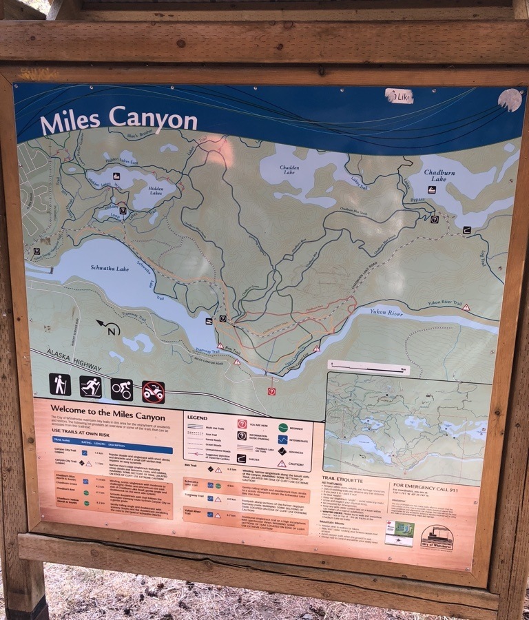 map of trails at miles canyon yukon.