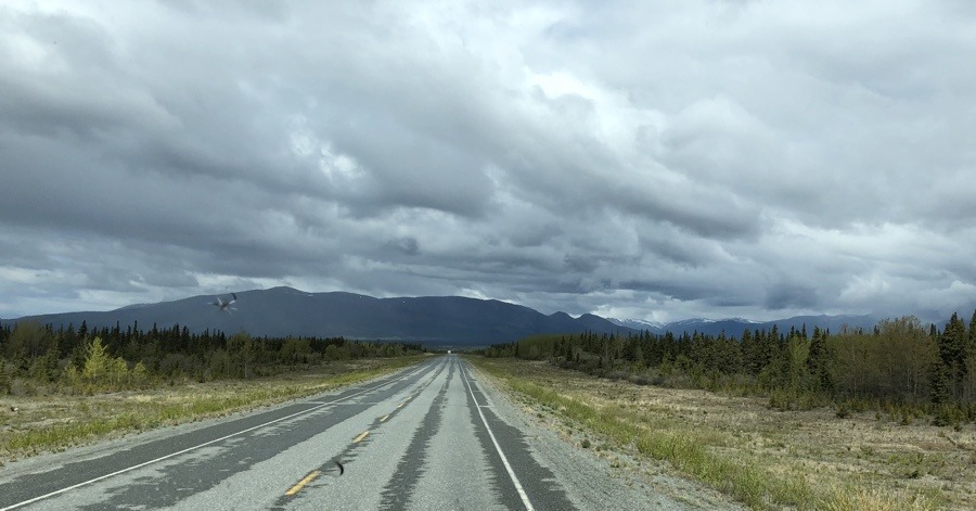 mountain views on the alaska highway.