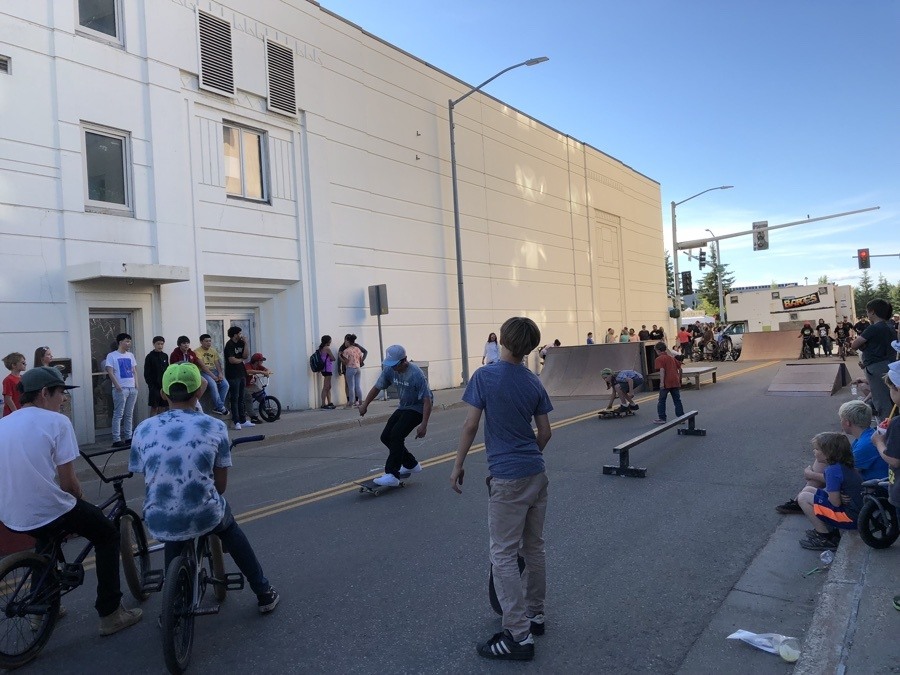 skate park set up at midnight sun festival 2018 in fairbanks alaska.