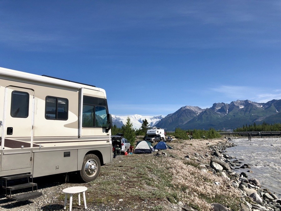 our campsite at base camp in mccarthy alaska.