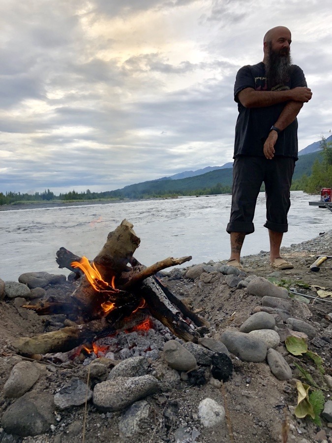campfire at kings river campground in chickaloon alaska.
