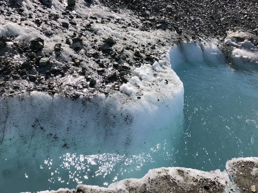 mini river of runoff on root glacier.
