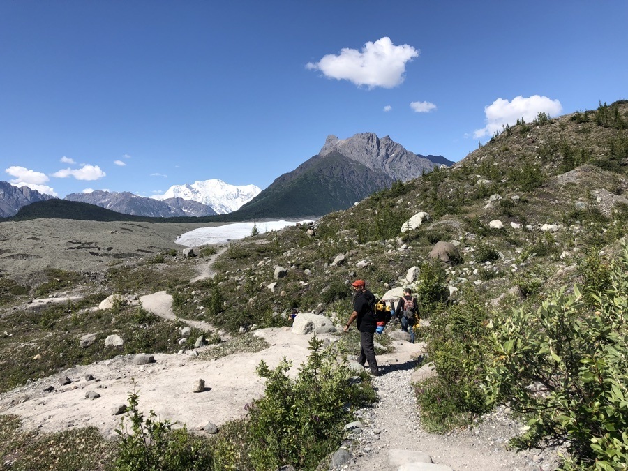 hiking to root glacier.