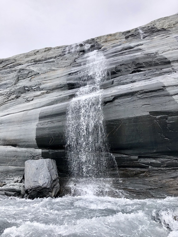 waterfall at worthington glacier.