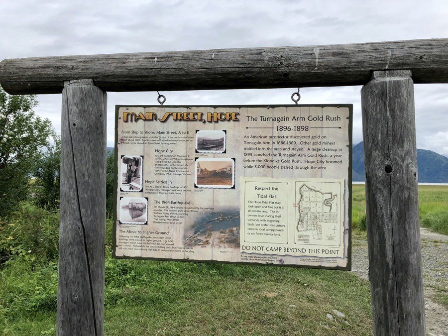 historic hope alaska town sign.