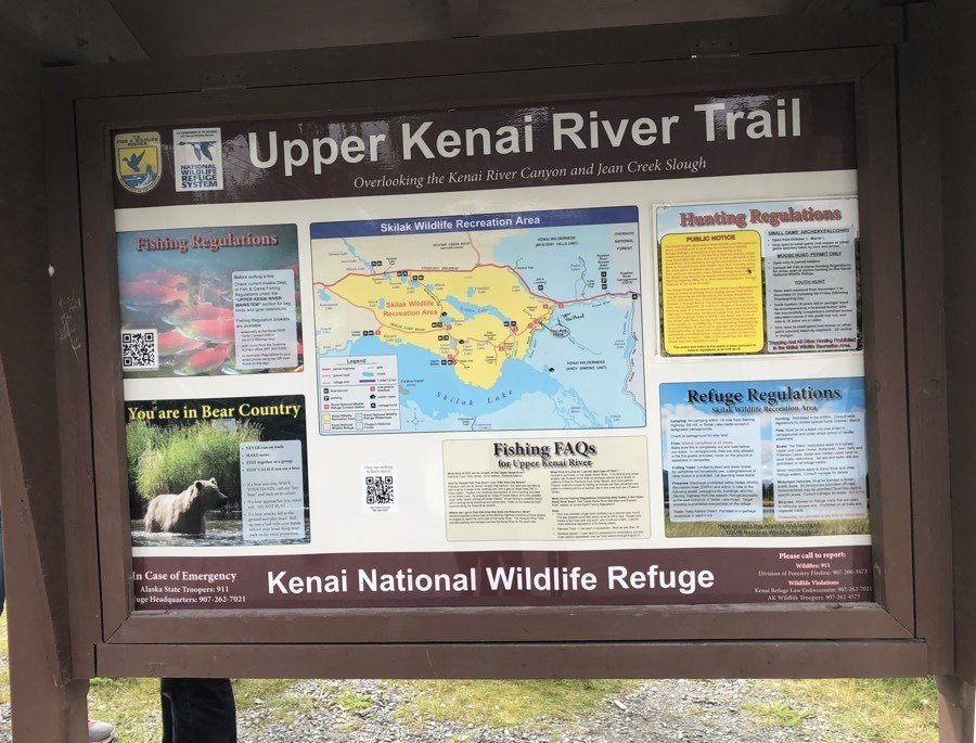 upper kenai river trail sign.