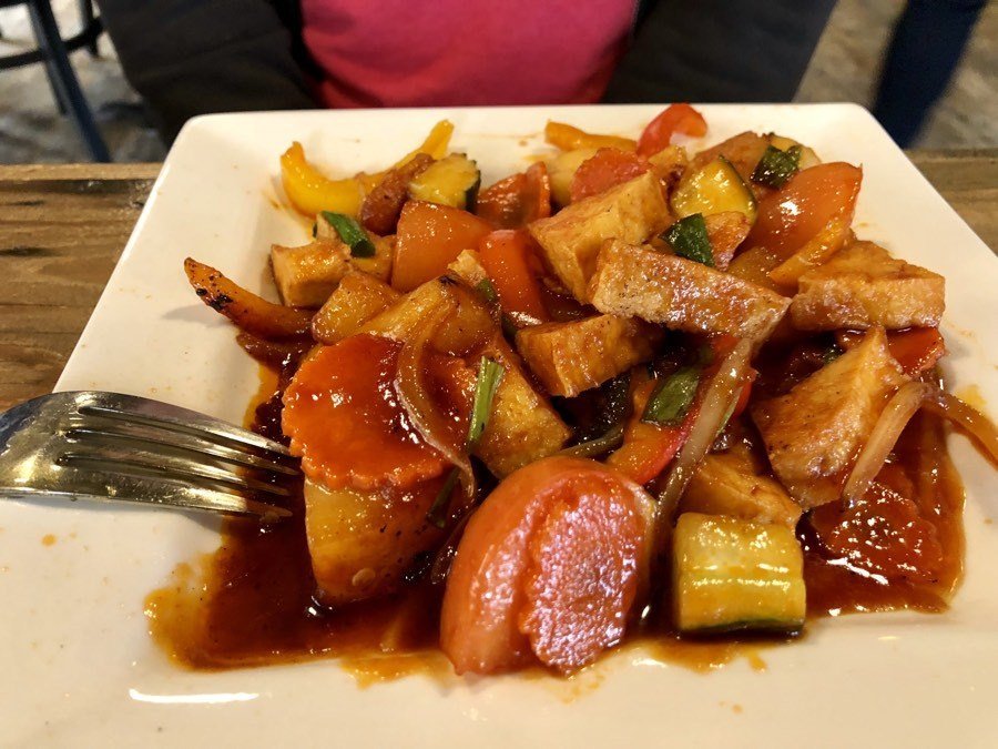 sweet and sour tofu at mythai in anchorage.