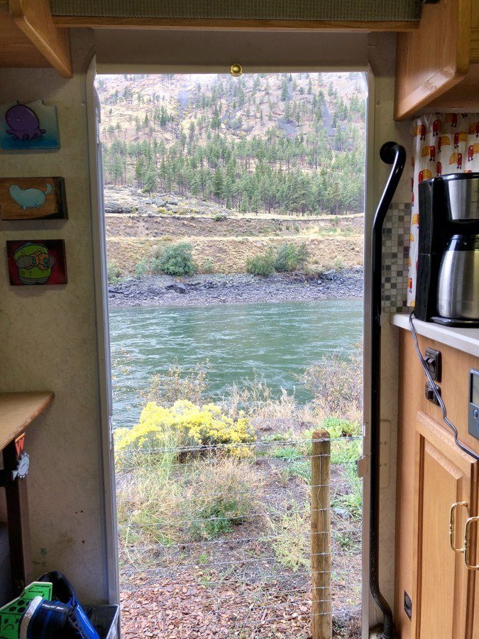 view of the thompson river from our rv.