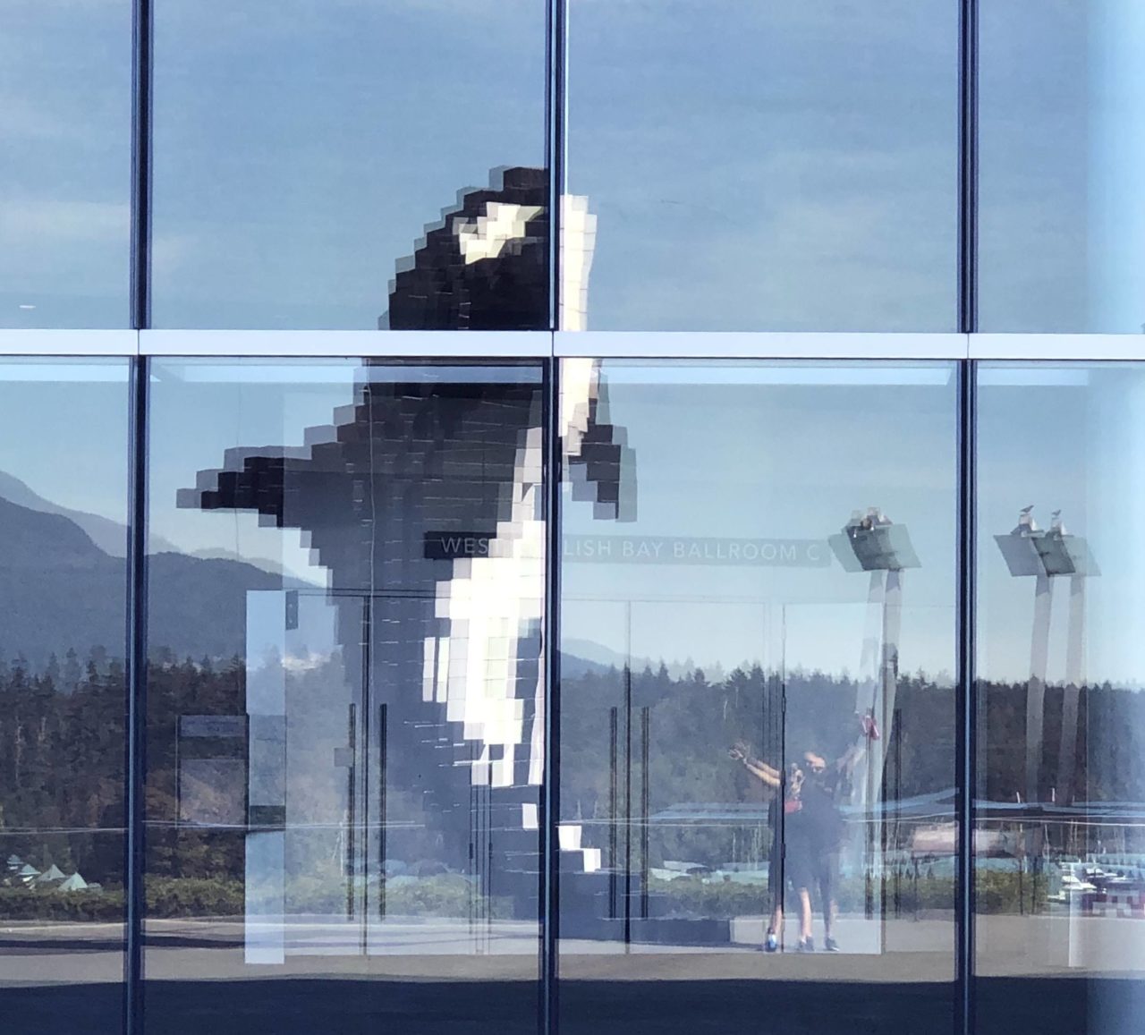 reflection of the digital orca in vancouver bc.