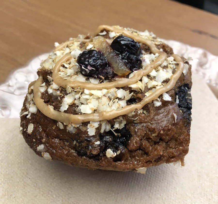 vegan muffin at platform 7 coffee in vancouver bc.