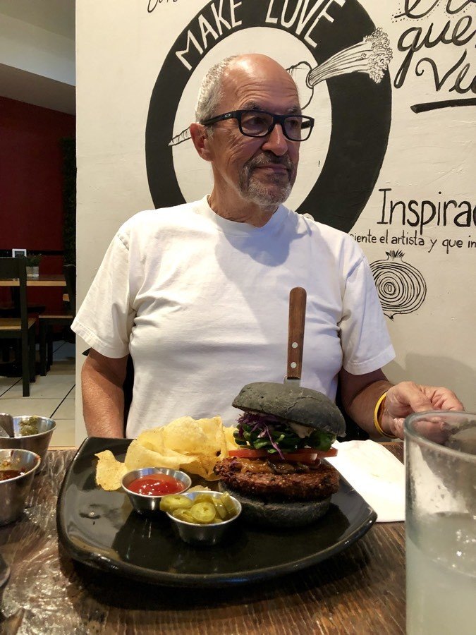 charcoal burger at Inspiración 9 in Tijuana, baja, mexico.