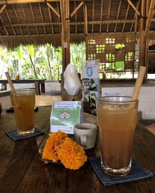 beverages at sopa in ubud, bali, indonesia.