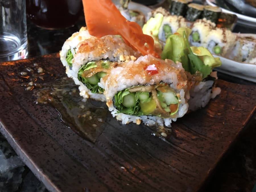 vegan sushi at east by southwest in durango, colorado.
