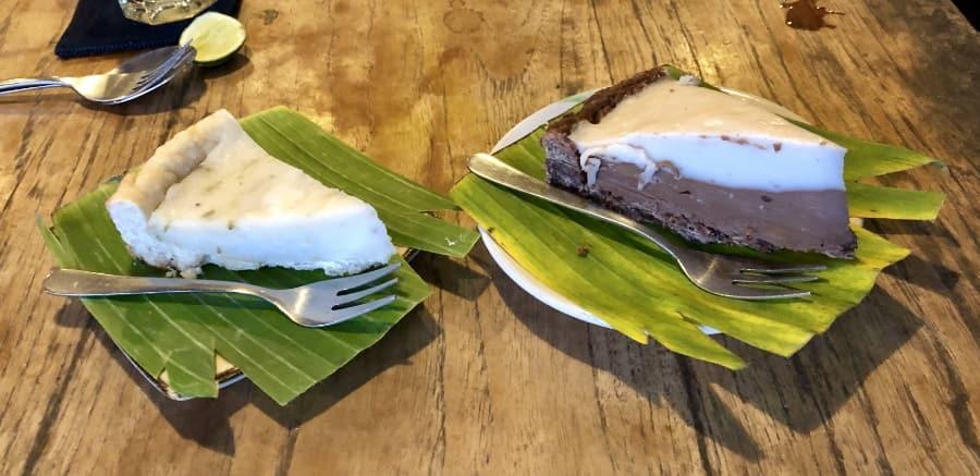 key lime and chocolate coconut pie at sopa warung in ubud, bali, indonesia.