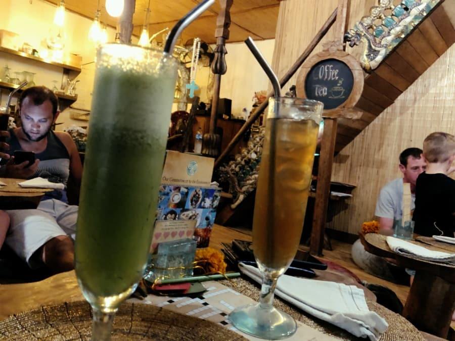 beverages at the spell creperie in ubud, bali, indonesia.