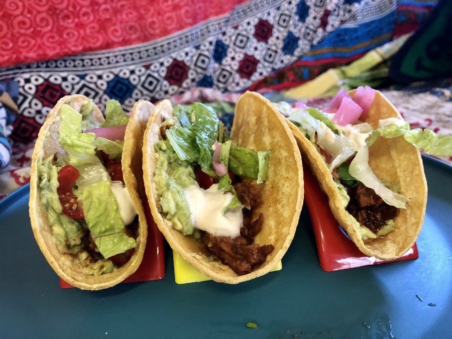 3 vegan tacos.