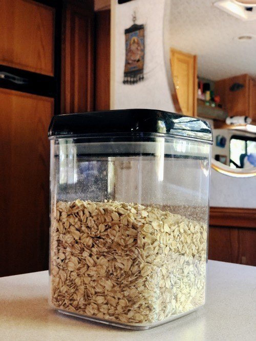 old fashioned oats in a canister.
