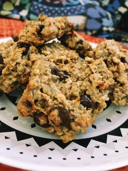 nut butter oatmeal cookies on a plate.