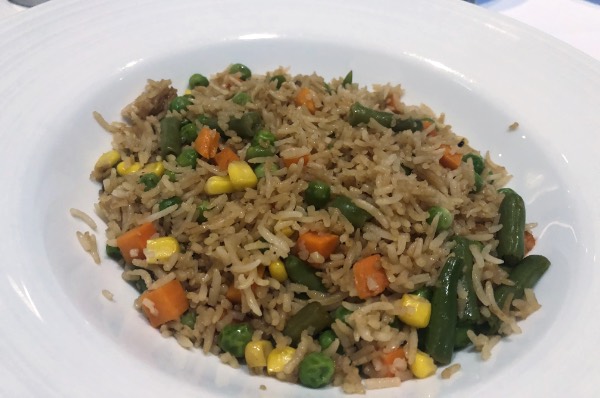 vegan fried rice on royal caribbean.