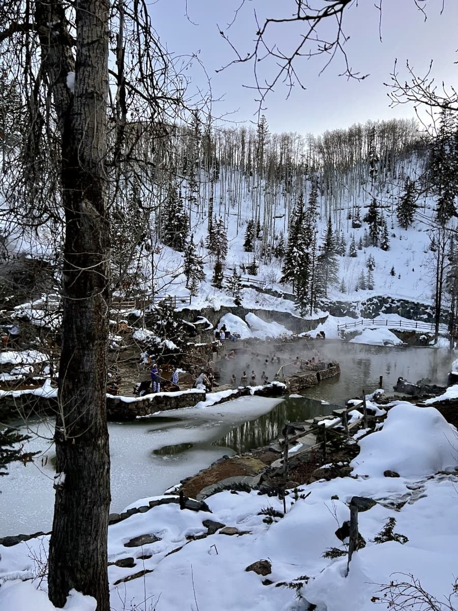 strawberry park hot springs in winter.